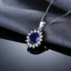JewelryPalace Created Sapphire Pendant Necklace 925 Sterling Silver Gemstones Choker Statement Necklace Women No Chain ► Photo 3/6