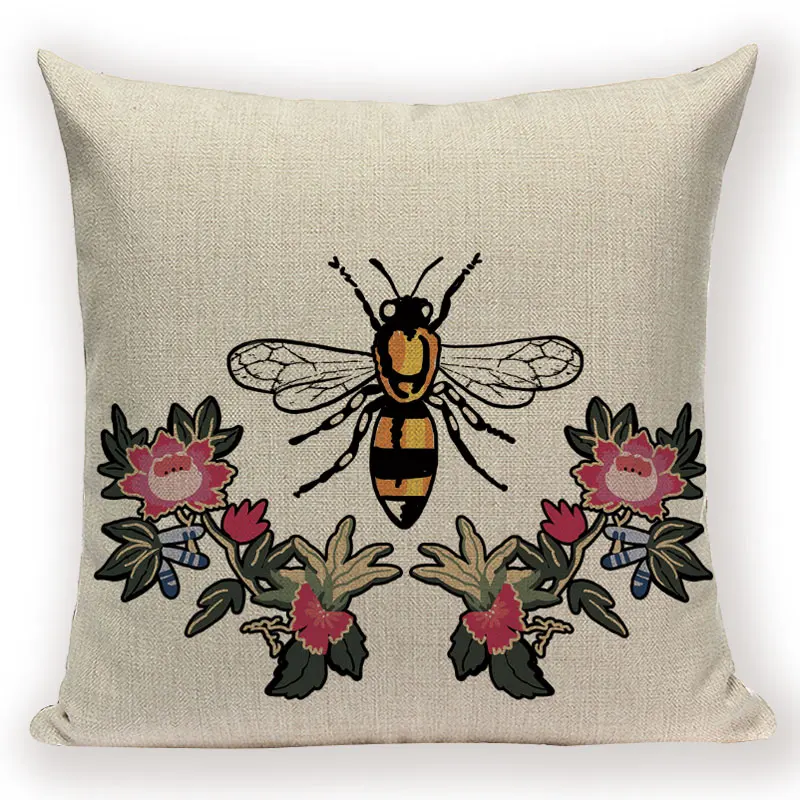 Мультяшная Подушка с бабочкой, Цветочная декоративная подушка для дивана для гостиной, стрекоза, пчела, домашний декор, диванные подушки, чехол, чехлы - Цвет: L1296-3