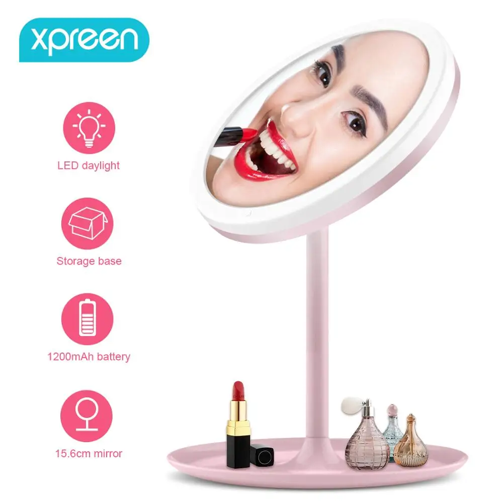 Светодиодное косметическое зеркало для макияжа с сенсорным диммером на