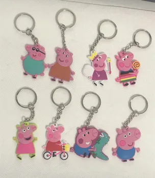 

Children Personalized Custom Cartoon Peppa Pig KeyChain Stainless Steel Highlighted with Birthday Wedding Anniversary Gift