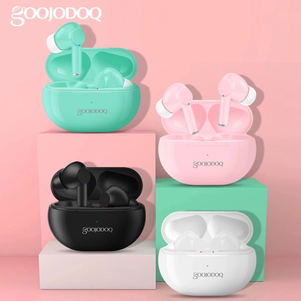 GOOJODOQ True Wireless Earbuds TWS Bluetooth Earphone 5.0 with Charger Box Sports Earhook Bluetooth Headphone for iPhone Xiaomi
