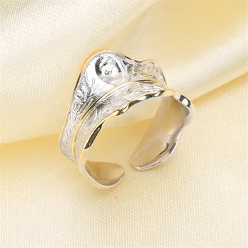

High Quality Silver plated fittings Open Adjustable Blank Ring Settings Pearl Ring Mountings Fittings Jewellery Accessories