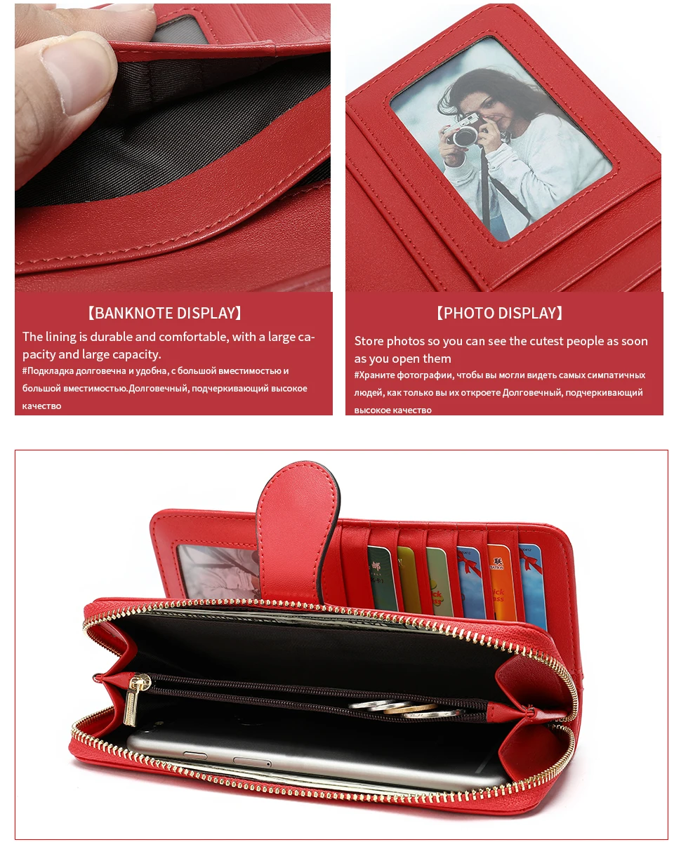 Genuíno das Mulheres Longas Carteiras Bolsa de