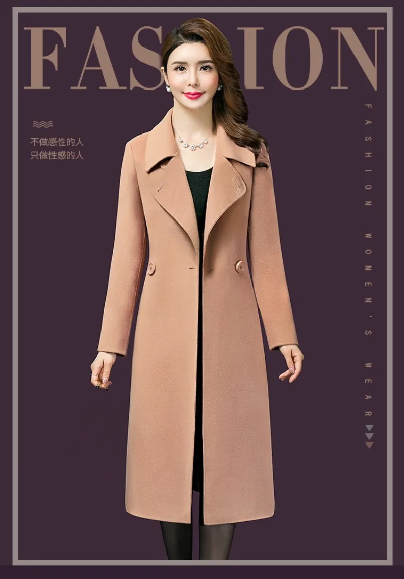 Manteau femme Осень Зима Женское шерстяное кашемировое простое длинное пальто классическое милитари длинное пальто abrigos mujer