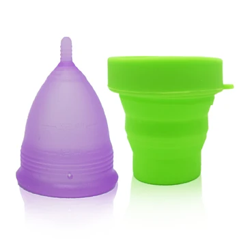 

Menstrual Cup with Sterilizer Cup 100% Silicone Sterilizer Collector Menstrual Cup Holder foldable Sterilizing Storage Container