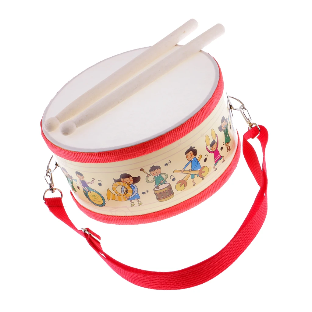 1 Set Hand Percussion Snare Drum with Wood Sticks for Kids Musical Toys Precussion Instrument