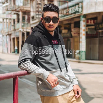 

Embroidery Labeling W1169 Sweater Plus Fat Plus Size Men's Wear Sweater Leisure Kangaroo Pocket Spell Three Colors Sweater