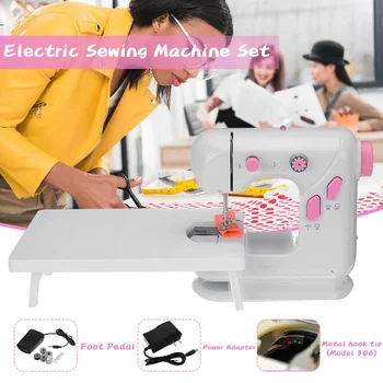 

100-240V Sewing Machine Mini Portable Household Foot Pedal Straight Line Hand Table Two Thread Kit Electric To Sew Lock Stitcs