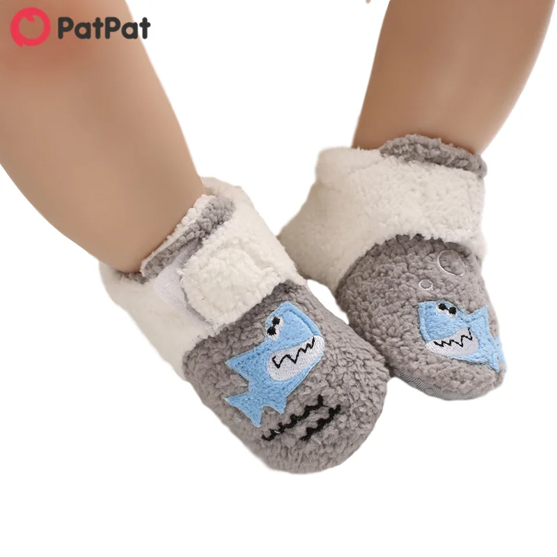 

PatPat 2020 New Autumn and Winter Baby / Toddler Adorable Animal Embroidery Fleece Velcro Prewalker Shoes for Baby