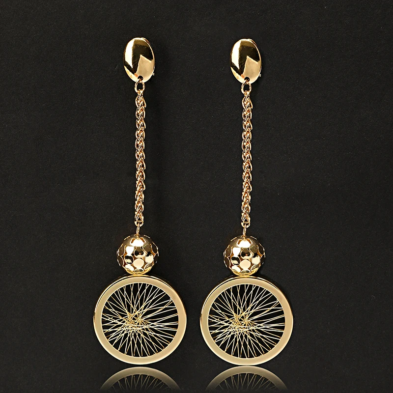 

2019 Exquisite Dubai gold colorful wedding earrings Long Drop Dangle Earrings brand drop earrings Nigerian drop earrings