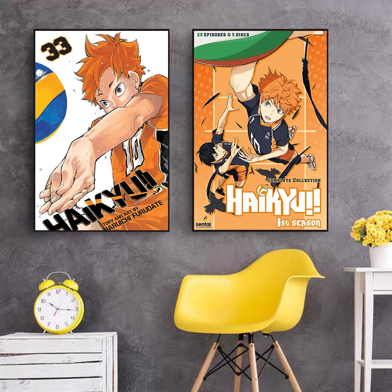 Compre Japão anime haikyuu voleibol menino dos desenhos animados cartaz da  arte da parede impressão em tela quadros para sala de estar quadros  decoração