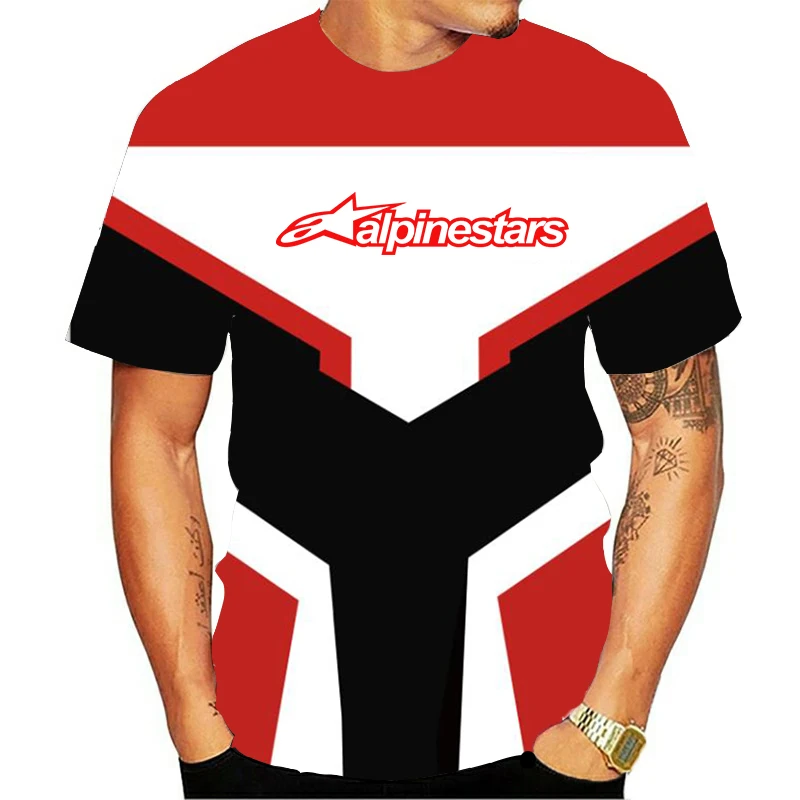 Новейшая футболка Alpinestars с принтом чернильный рисунок коротким рукавом летние