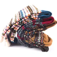 3 пары, женские этнические волнистые полосы, плотные теплые носки, зимние винтажные Чулочные изделия