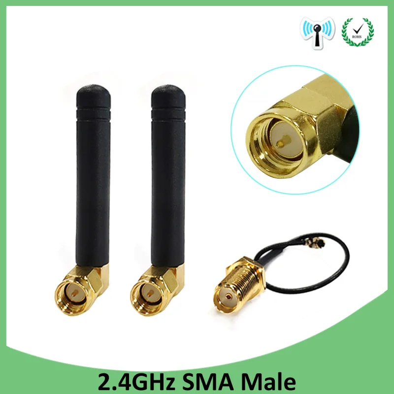 20 шт. 2,4 ГГц телевизионные антенны Wi Fi 2dbi SMA разъем белый 2,4 antena маршрутизатор + 21 см RP-SMA мужской косичка кабель