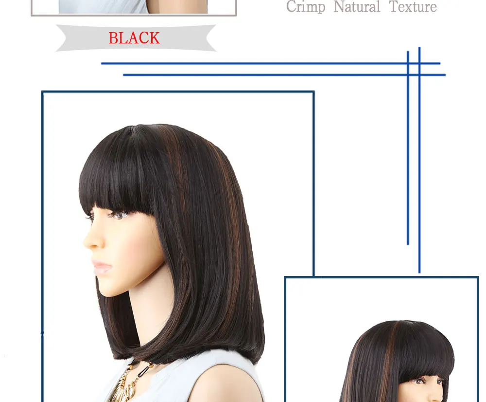 Straight Synthetic Wigs With Bangs For Women