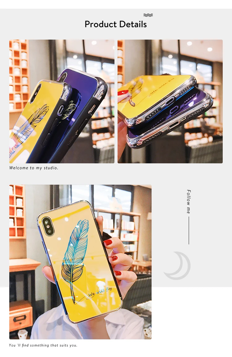 Для Iphone 6 7 8 S Plus X XR XS XSMAX роскошный перо Blueray мобильный телефон плотный чехол ТПУ силиконовый глянцевый грязестойкий чехол