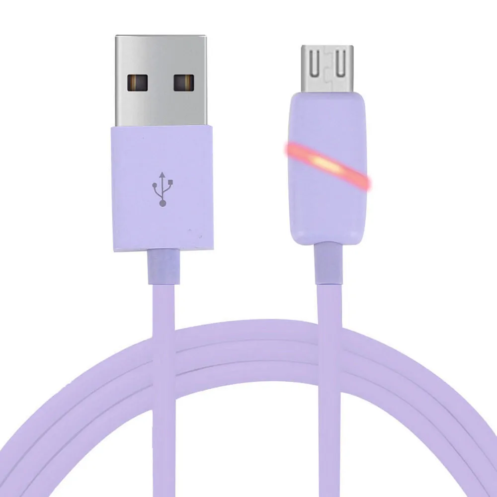 Светодиодный usb-кабель для быстрой зарядки Micro USB кабель для samsung Xiaomi huawei зарядное устройство провода Шнур адаптер Кабели - Цвет: Purple