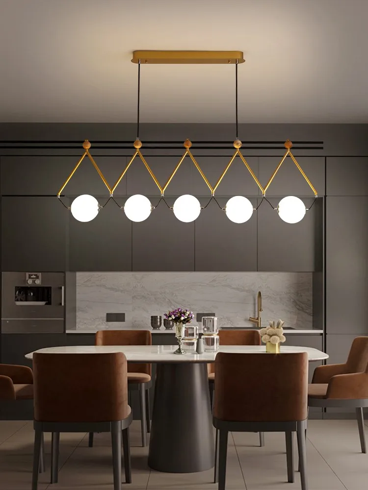 Simple Modern LED Chandelier Dining Living Room Black Gold Pendant Lamp Coffee Shop Bar Restaurant Creative Long Hanging Light