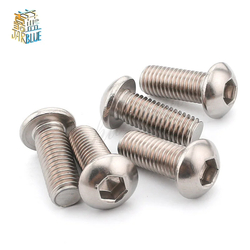 

50Pcs M2 M2.5 M3 M4 ISO7380 Stainless Steel 304 A2 Round Head Screws Mushroom Hexagon Socket Button Head Screw