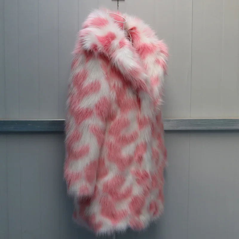 Плюшевый мишка, пальто, радужная меховая плюшевая куртка со светодиодами, пальто из искусственного меха, дизайнерское, с принтом, теплое, тонкое, повседневное, высокое качество, элегантное, толстое