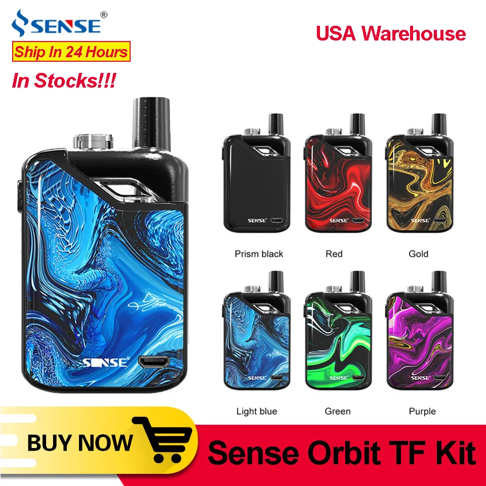 

Original Sense Orbit TF Pod Vape Kit 1100mAh Battery 3ml Refillable Pod Cartridge 0.6ohm Mesh Coil 1.1ohm Ka1 Coil E Cigarette