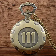 IBEINA, винтажные Модные кварцевые карманные часы, бронзовая игра Fallout, 4 хранилище, 111, стимпанк, для женщин и мужчин, ожерелье, подвеска с цепочкой