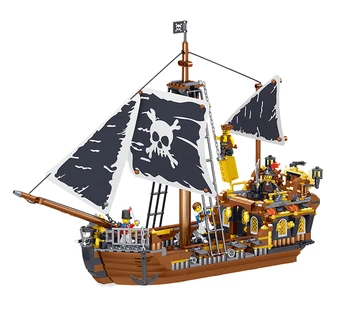 

Black Pearl Model Caribbean Pirate Ship Building Block Ship Children's Assembling Toy Boy for sale