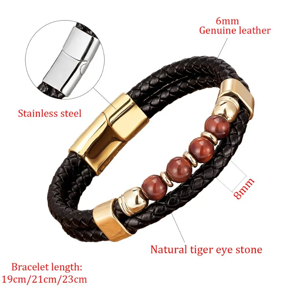 Bracelet Jewelry Natural Stone Beads Leather Charm 9 Style