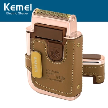 

Kemei Men's Electric Shaver Razor Vintage Leather Wrapped Rechargeable Mustache Beard Trimmer Shaving Machine Razor KM-5600