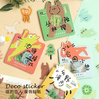 

45Pcs Wonderful Animal Party Series Cute Animals Decorative Stickers Scrapbooking DIY PET Sticker Flakes Stationary Art Supplies