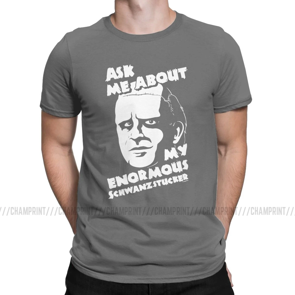 Мужские футболки Young Frankenstein, Забавные футболки с коротким рукавом, новые футболки с монстрами ужасов на Хэллоуин, одежда с круглым воротником, подарок - Цвет: Темно-серый