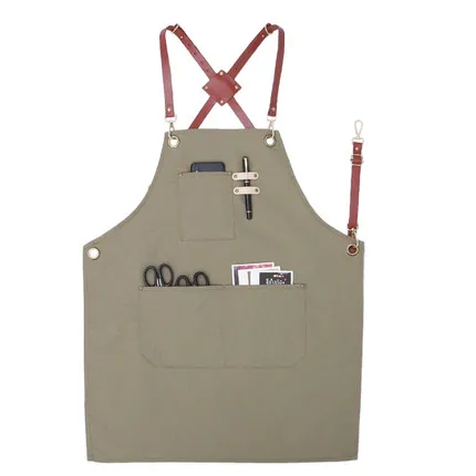 Coffee tea shop apron florist hairdresser Japanese style restaurant bar canvas work clothes men and women apron - Цвет: 23