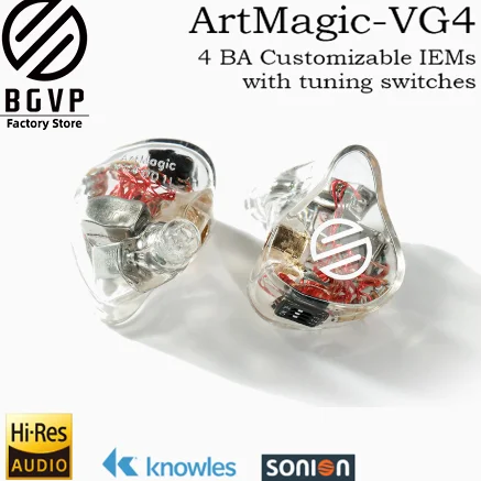 BGVP HIFI жорикмажорик VG4 4 мотоцикла панцири equilibradas personalizables RU monitores de услышано интерфейс MMCX con кабель HIFI наушники Auriculares
