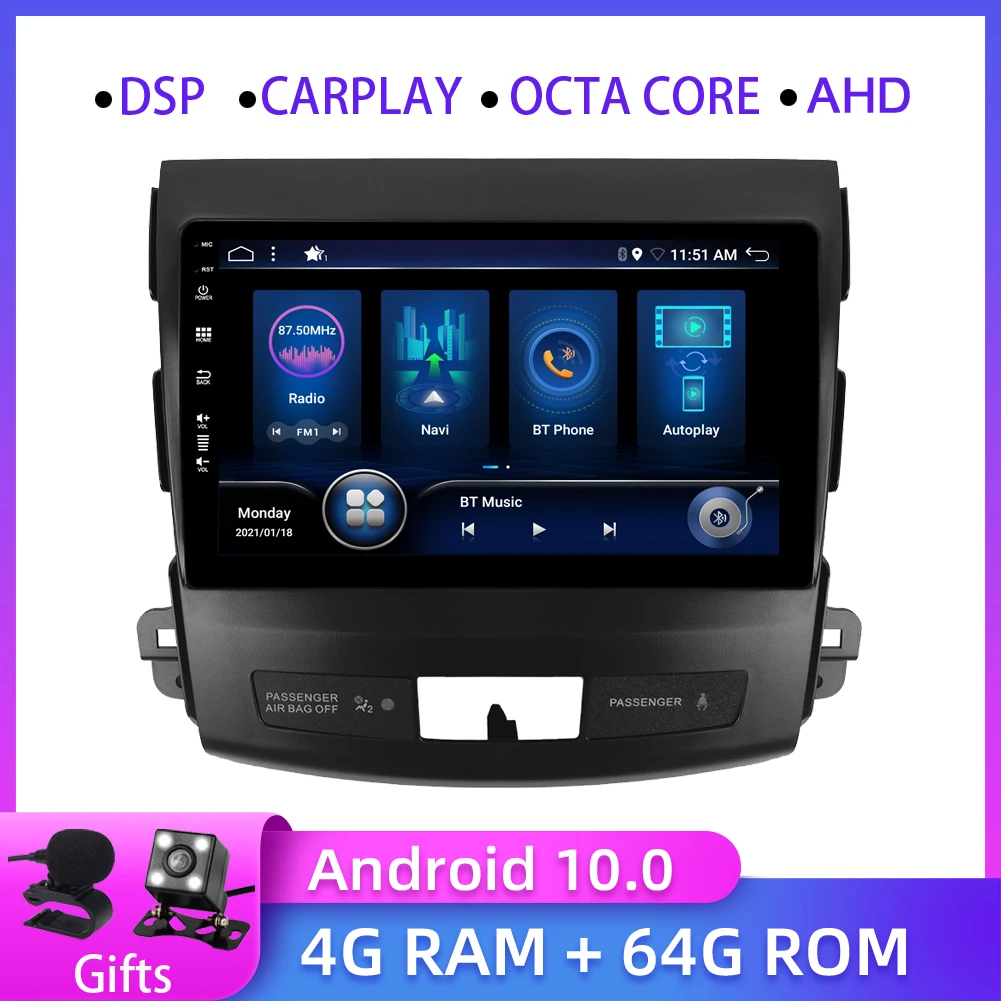 Bosion 4 Гб + 64 ГБ Android 10 для Mitsubishi Outlander 2 Citroen C-Crosser Peugeot 4007 автомобильное радио