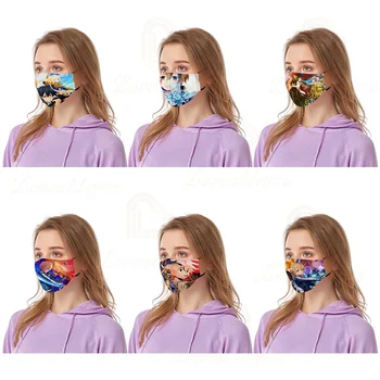 

Anime Pattem Print Half Face Mask Reusable Protective Dustproof Bacteria Proof Mouth Mask 3pcs/piece