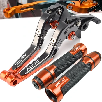 

690SMC LOGO 2012-2013 Motorcycle CNC Adjustable Brake Clutch Lever Handle Grips Handlebars Accessories For KTM 690 SMC 2012 2013