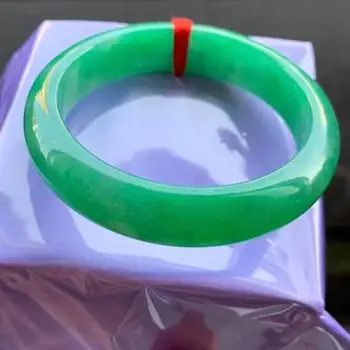 

Zheru Jewelry Natural Burmese Jade 54-64mm Green Bangle Elegant Princess Jewelry Best Gift