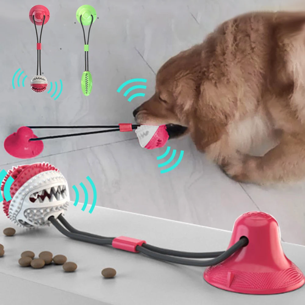 

Bite Dog Pet Toys Multifunction Pet Molar Rubber Chew Ball Cleaning Teeth Safe Elasticity Soft Puppy Suction Cup Dog Biting