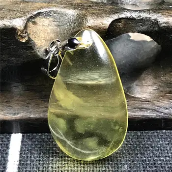 

100% Natural Yellow Amber Pendant For Woman Man Crystal 21x12x6mm Beads Water Drop Stone Silver Fashion Pendant Jewelry AAAAA