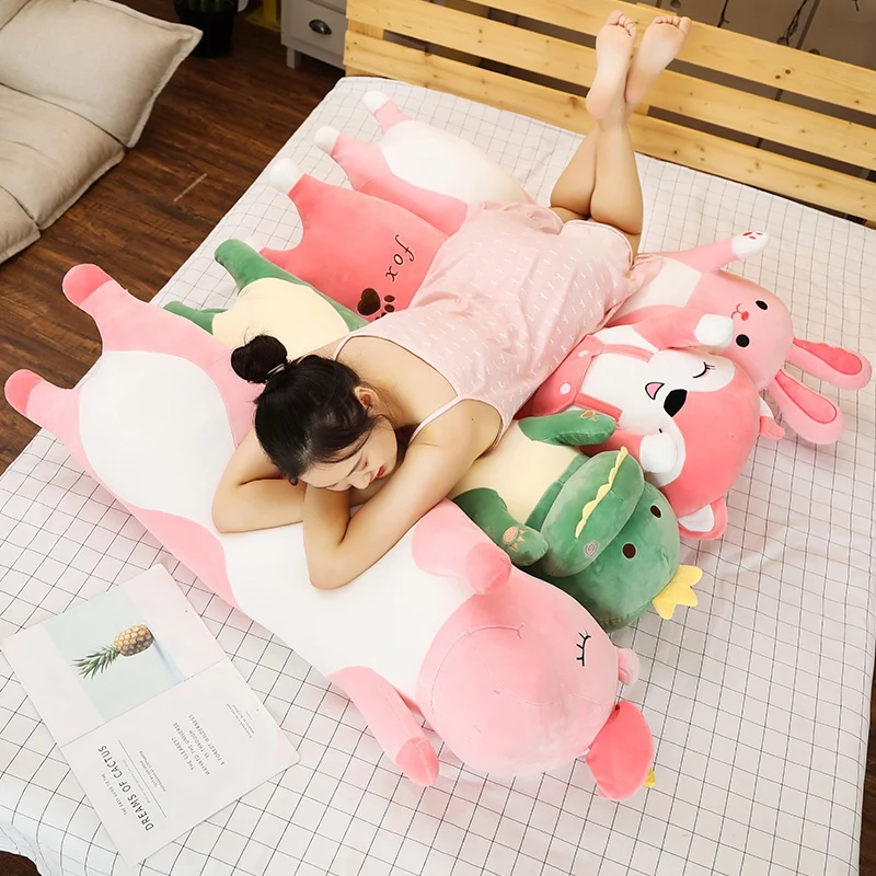 1pc 70 90 120CM Cartoon Animal Dinosaur Unicorn Cat Plush Toys Stuffed Soft Long Sleeping Pillow cat plush toys