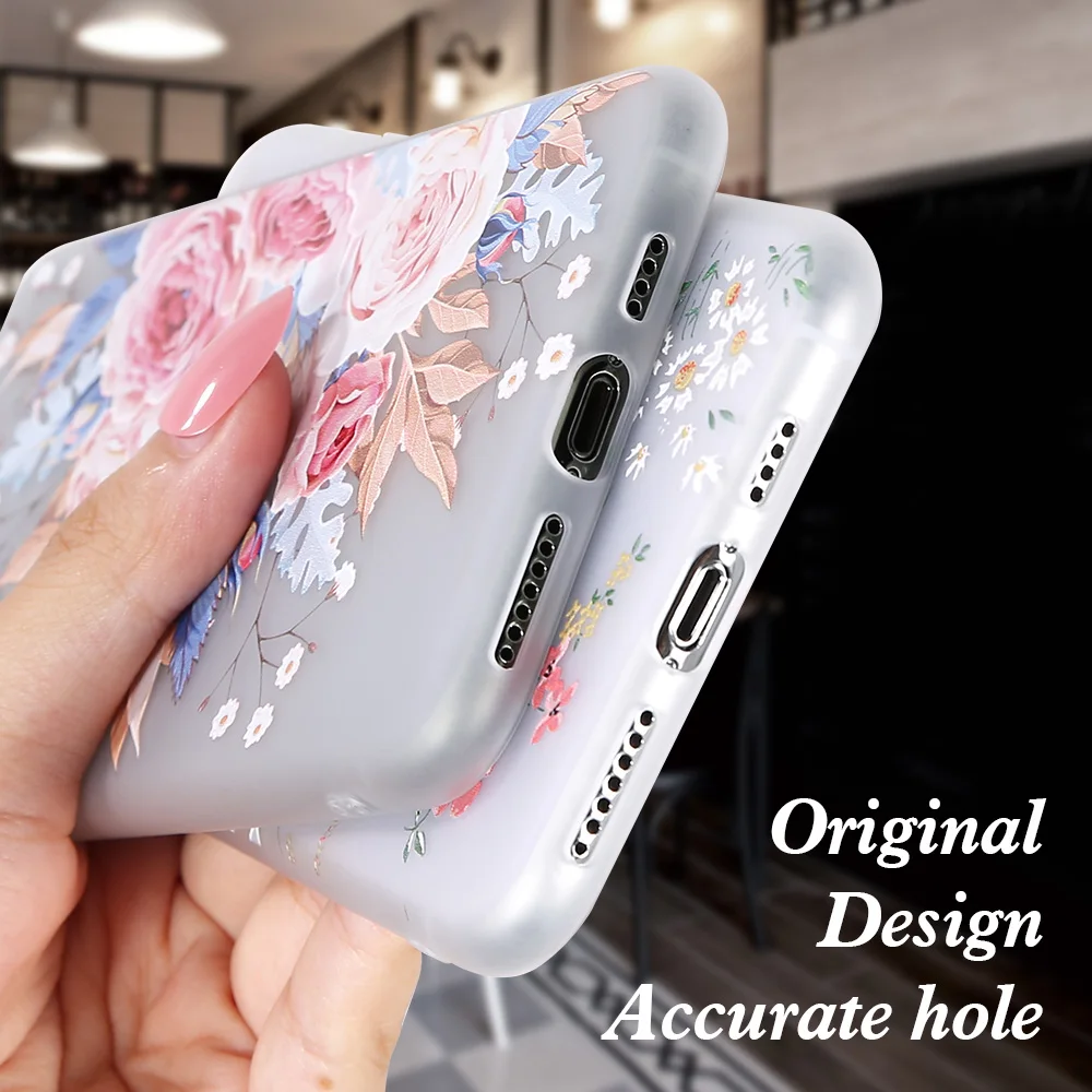 Чехол KISS TPU Цветочный чехол для iPhone 11 Pro Max противоударный телефона 5S se 6 7 8 Plus XS XR