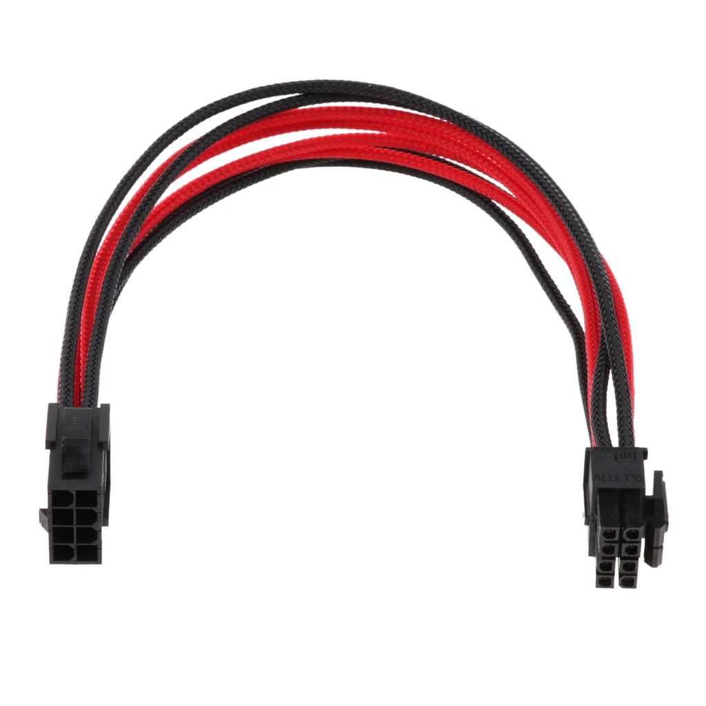 CPU 8 Pin Male to Female ATX Power Supply PSU Extension Cable Extender 30cm Black & Red