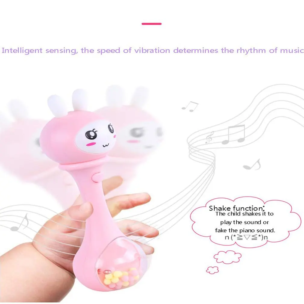 Детский Банни музыкальная игра ручные колокольчики электронная погремушка игрушка милый кролик пластиковый музыкальный инструмент игрушка BPA бесплатно игрушка на батарейках