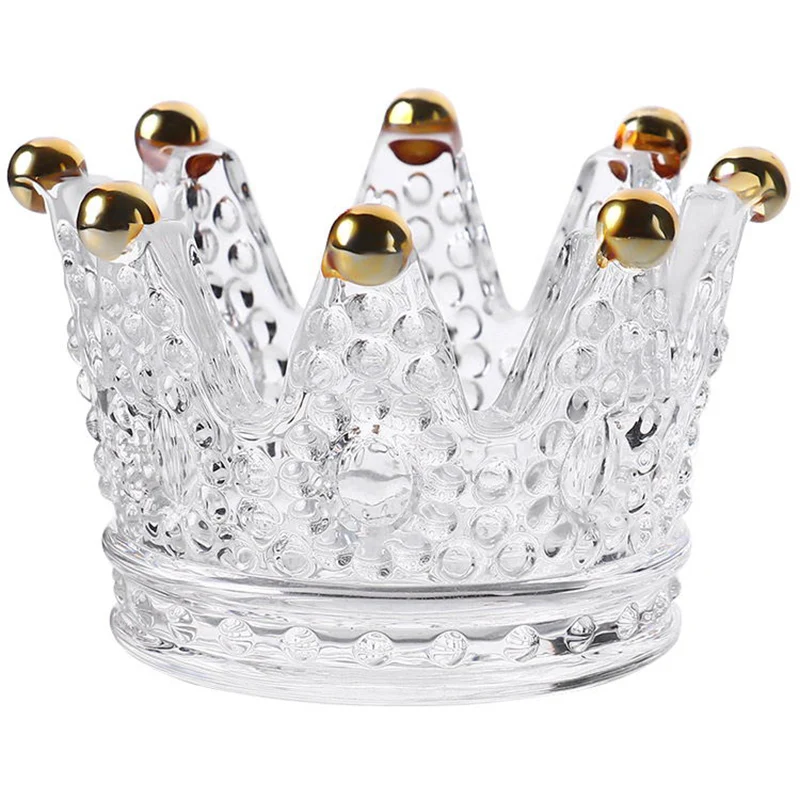 gold 1pc Корона, красивая Подставка для губки, органайзер для макияжа, шкатулка для украшений, стеклянный держатель для макияжа, Настольный косметический Органайзер для яиц, косметическая коробка - Цвет: gold 1pc