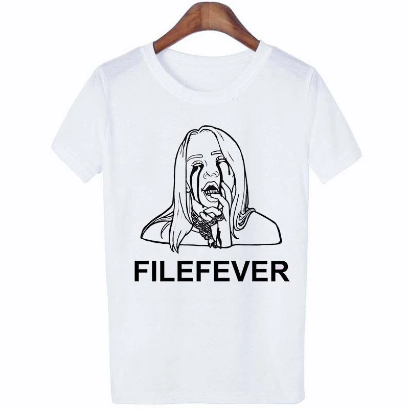 Billie Eilish, Футболка Harajuku Fans, белая, хлопковая, женская, Camiseta Mujer,, эстетический Топ, футболка размера плюс, уличная одежда, крутая - Цвет: 06