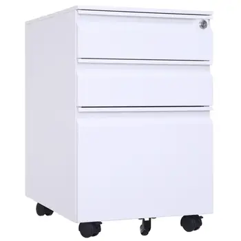 

3 Drawer Mobile File Cabinet With Lock Metal Filing Cabinet Office Furniture Fully Assembled Except Wheels