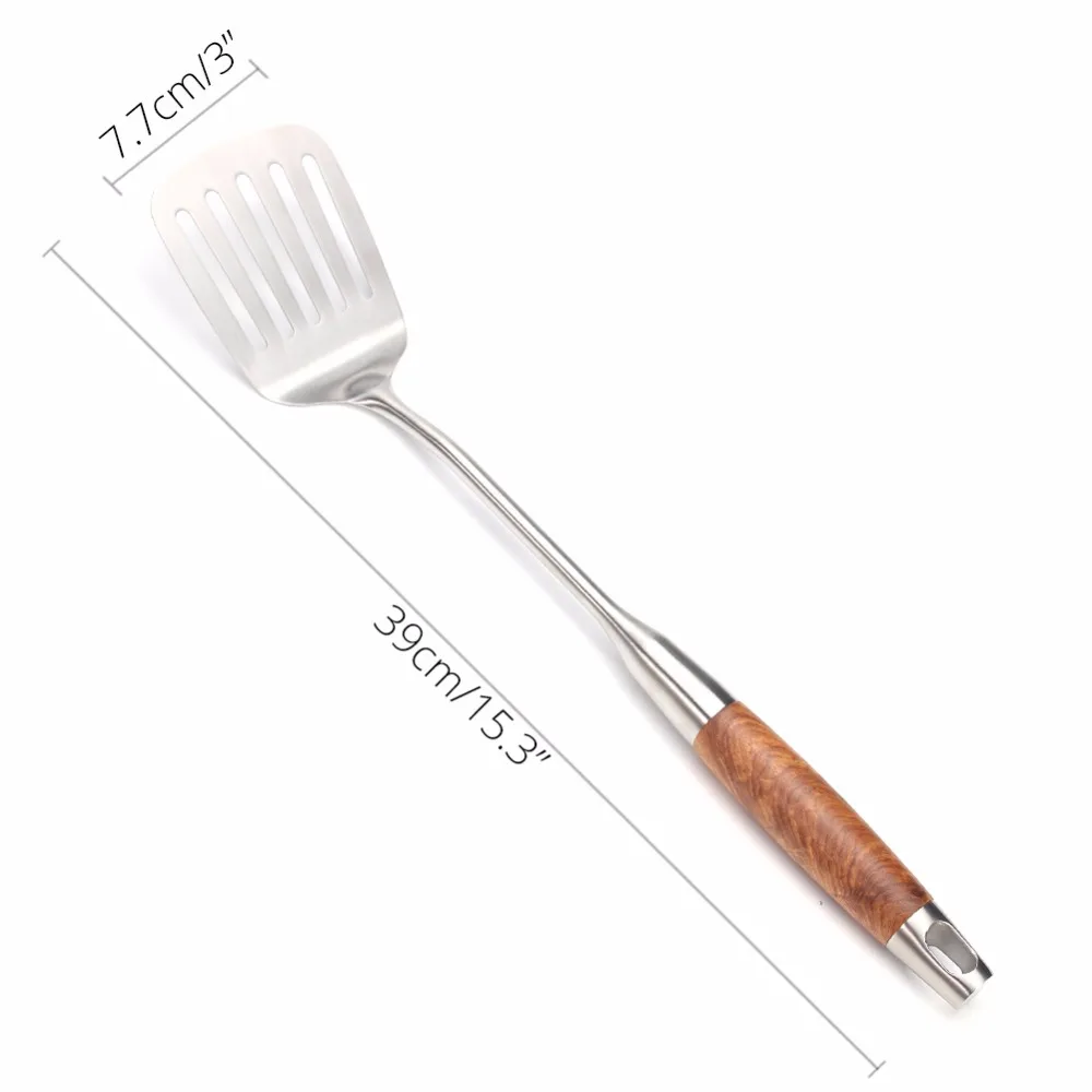 utensílios de conjunto de utensílio de cozinha de aço inoxidável punho de jacarandá melhores ferramentas de cozinha por leesh