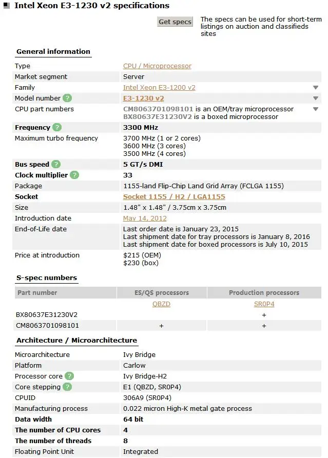 Процессор Intel Xeon E3-1230 V2 cpu 3,3 GHz 69W sra3 4 8M четырехъядерный процессор E3-1230-V2 LGA 1155 cpu E3 1230 V2 протестированный рабочий