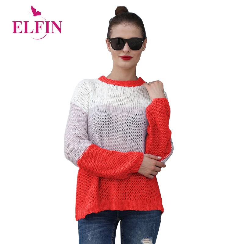 

Harajuku Long Sleeve Striped Color Patchwork Retro Sweater Women O-neck Pullover Ladies Casual Winter Clothes SJ4025R