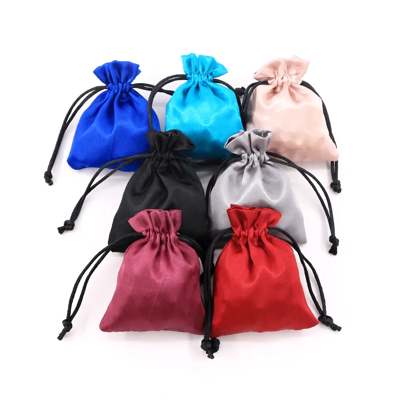

Wholesale 50pcs/lot 7 Colors Satin Gift Bag 8x10 9x12cm Small Storage Bags Party Favor Jewelry Candy Gifts Packaging Bags